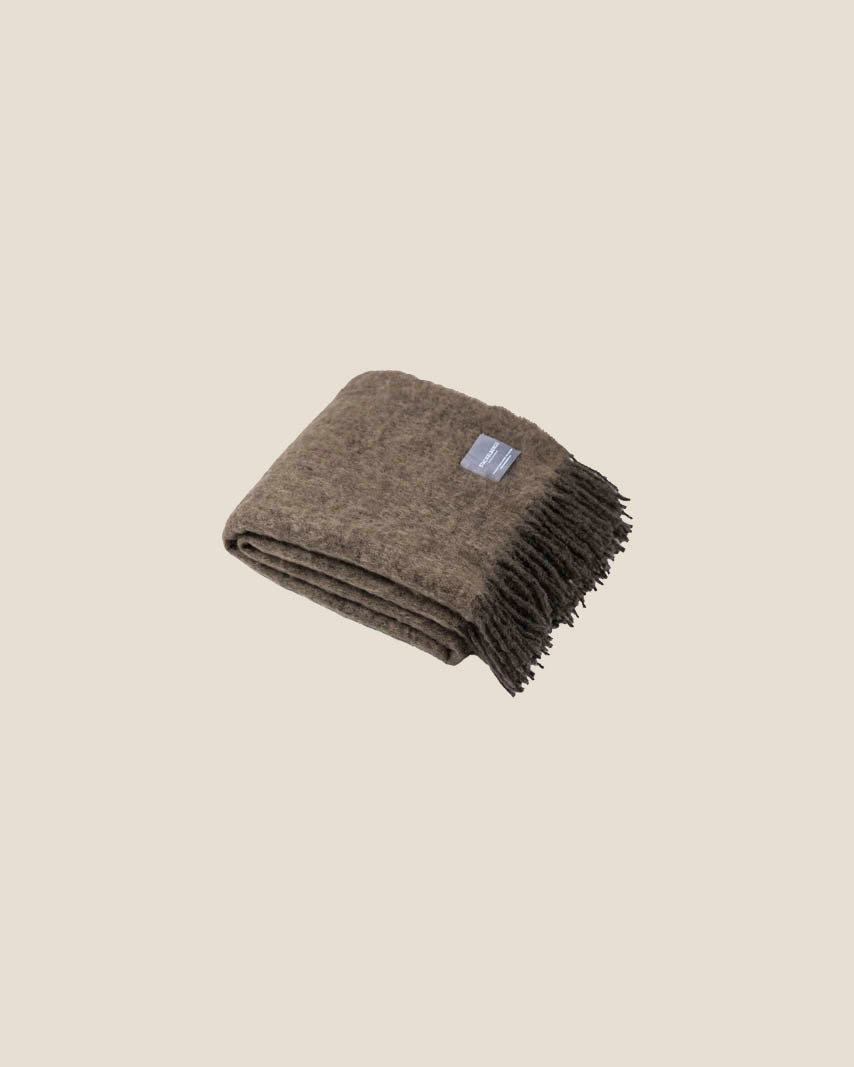 Mohair Plaid - Dark Earth & Light Brown Melange